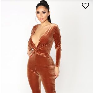Fashion Nova jump in the Cadillac velvet jumpsuit